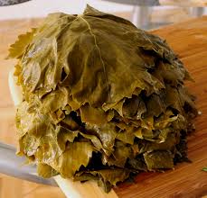 Grape leaves ready for rolling Diwali